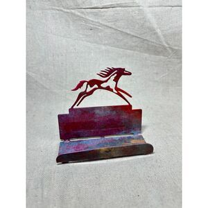 Horse Business Card Holder Southwest Metal Glossy Finish Pink Blue Galloping